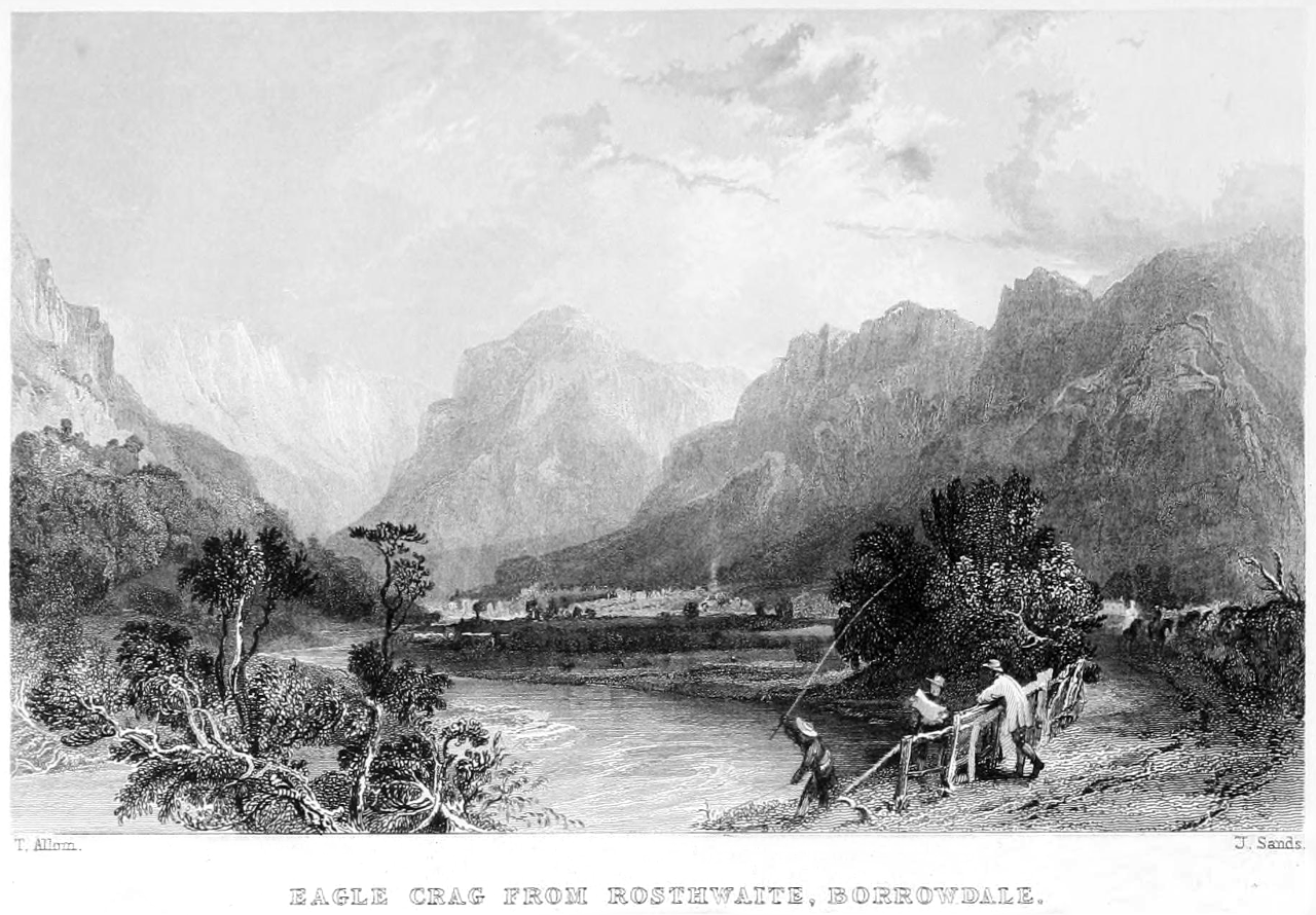 Eagle Crag from Rosthwaite, by Thomas Allom, c1833