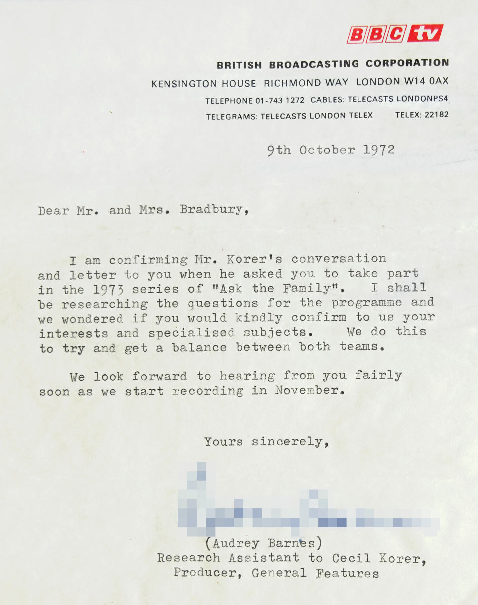 1972 BBC researcher note