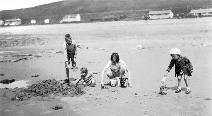 Tommy Dalzell and friends on Braystones beach in 1936; picture supplied by Tom Dalzell