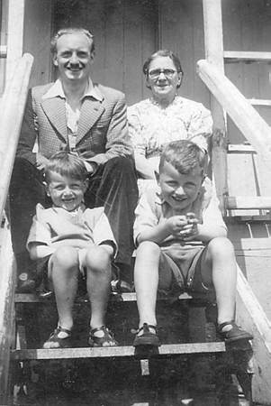 Uncle John Meldrum, his Mum (our Grandma), Richard & Allan, about 1947