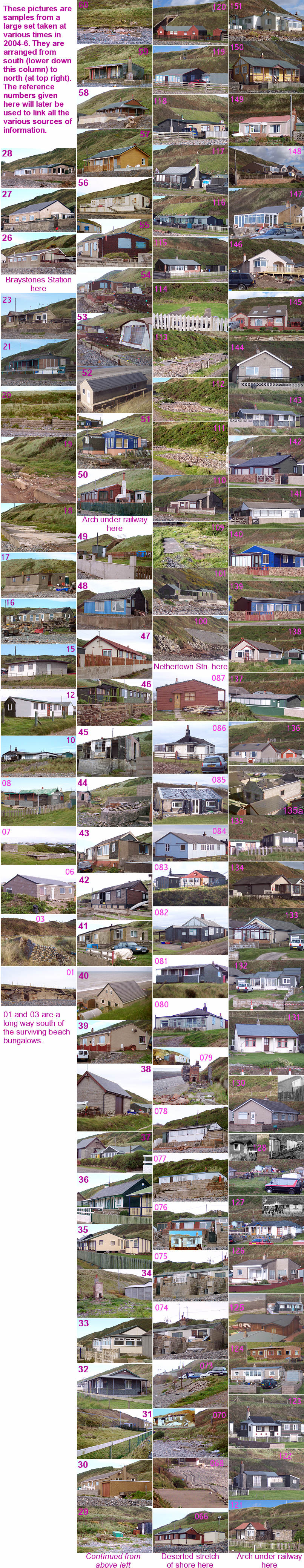 Lowside Quarter beach bungalows, south to north