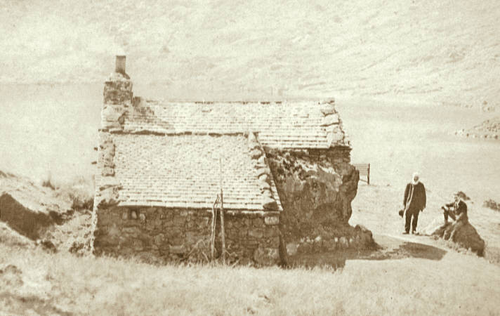 The hut and Easedale Tarn, c1908, by Brunskill & Son of Windermere