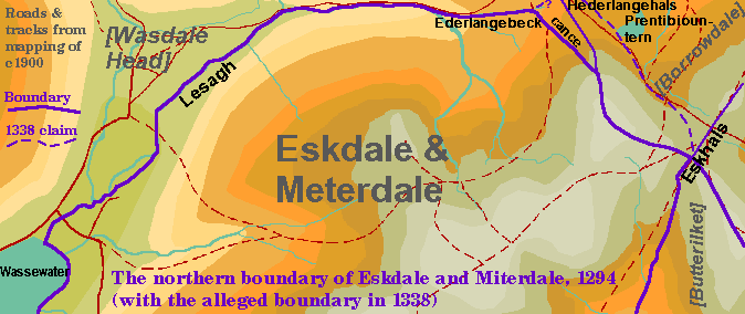 Map of the northern boundaries of Eskdale manor