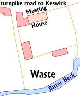 Plan based on Hodskinson map c1771, modified from Ordnance Survey 1st edition