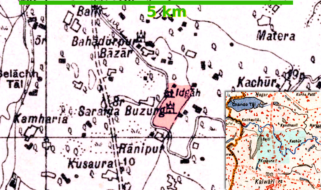 The Mahua Dabar area on the 1927 Survey of India