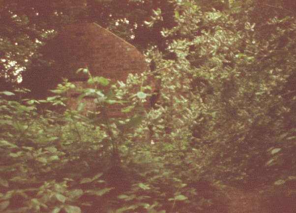 By Highgate Wood, London, UK. Summer 1980. Decaying building by former railway line to Alexandra Palace.