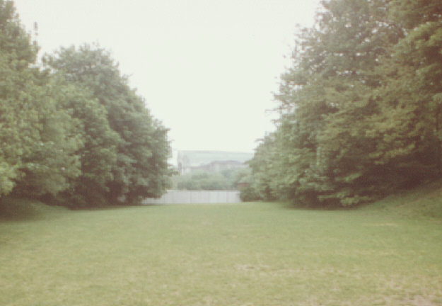 London, UK. Summer 1980. Looking north-east from near Grove Avenue along former railway to Alexandra Palace.