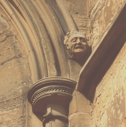Nottinghamshire, England. Early autumn c1990. Carving on south side of Southwell Minster (cathedral).