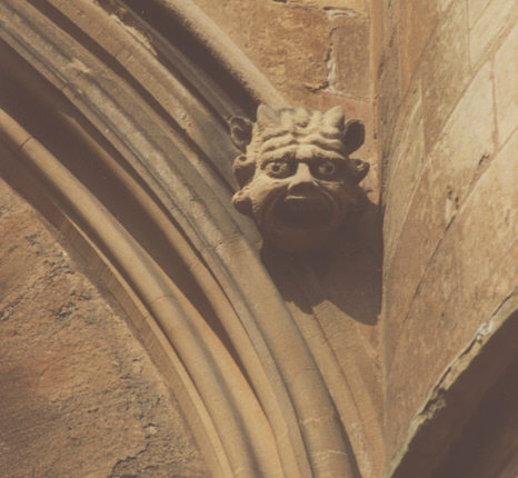 Nottinghamshire, England. Early autumn c1990. Carving on south side of Southwell Minster (cathedral).