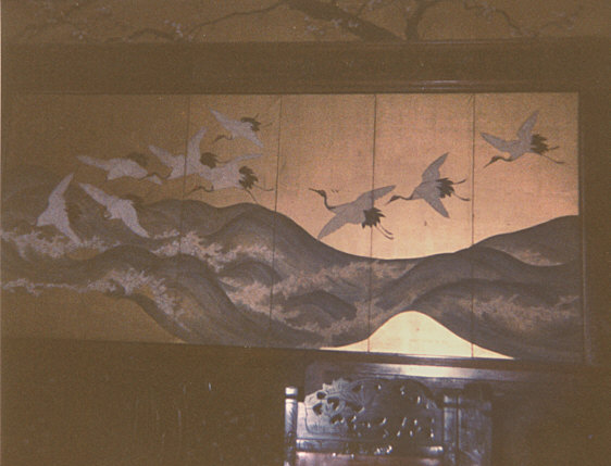 Nottinghamshire, England. Summer 1988. Oriental screen in Newstead Abbey.