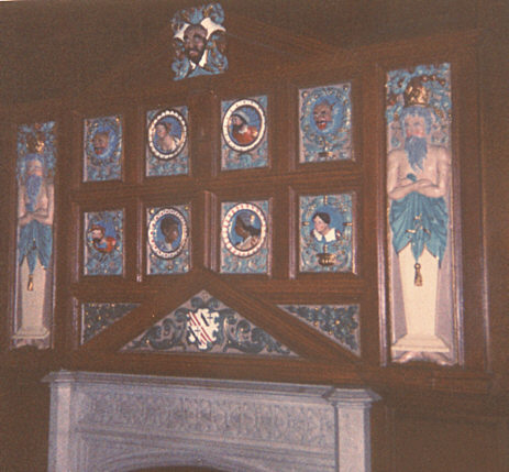 Nottinghamshire, England. Summer 1988. 16th century overmantel in Newstead Abbey.