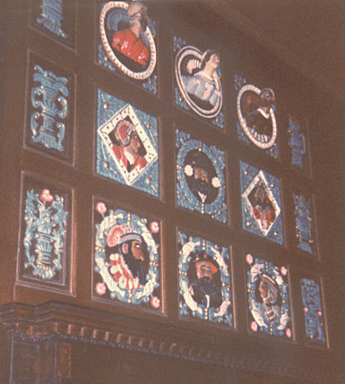 Nottinghamshire, England. Summer 1988. 16th century overmantel in Newstead Abbey.