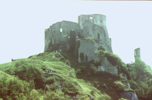 Lower Seine valley, France. Spring 1985. Keep of the castle, Chateau Gaillard, at Les Andelys, from north-west.