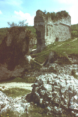 Lower Seine valley, France. Spring 1985. In the bailey of the castle, Chateau Gaillard, at Les Andelys.