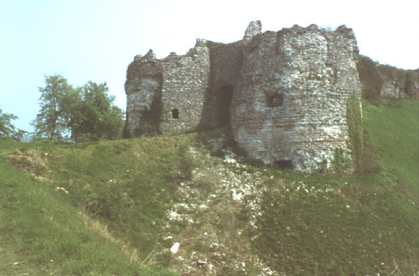 Pays de Bray, France. Spring 1985. Gatehouse of castle (chateau) at Arques-la-Bataille.
