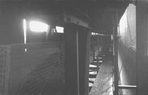 Millom ironworks, Cumbria, UK. Summer 1968. Looking along an overhead conveyor belt