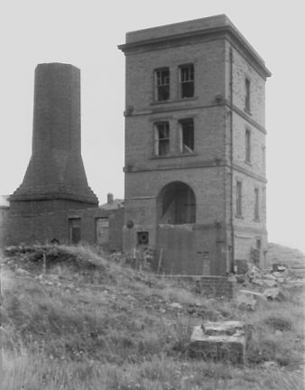 Hodbarrow iron ore mine, Cumbria, UK. Summer 1968. Engine-house of number 8 shaft, from south