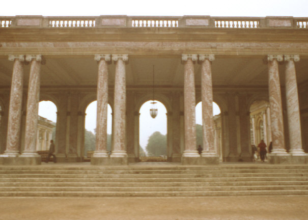 Versailles, France. Spring 1985. Detail of colonnade in the Grand Trianon palace.