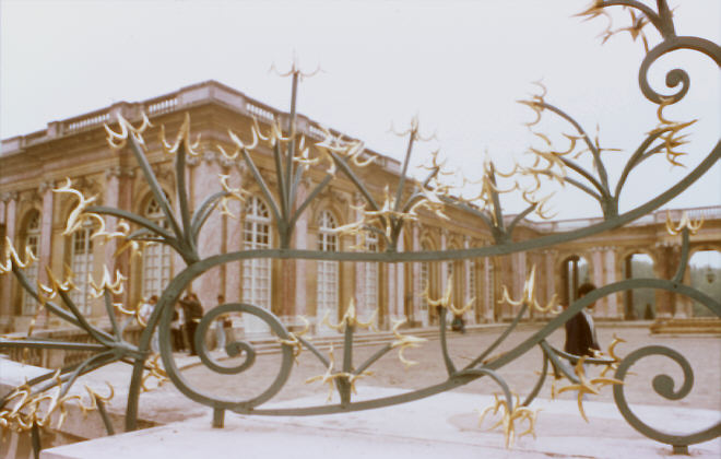 Versailles, France. Spring 1985. Grand Trianon palace, with ornamental metalwork.