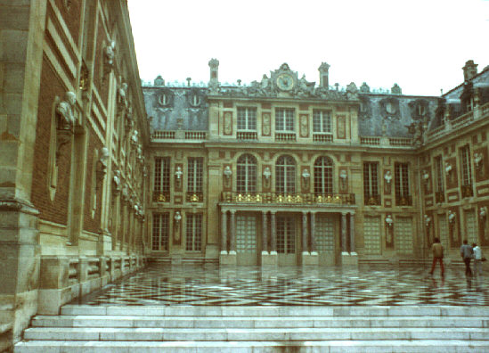 Versailles, France. Spring 1985. Entrance courtyard in east facade of the main palace (chateau).