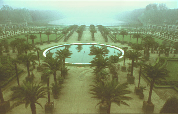 Versailles, France. Spring 1985. Looking north-west from formal gardens west of main palace towards Grand Canal.