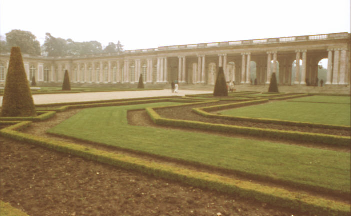 Versailles, France. Spring 1985. Grand Trianon palace, with formal gardens.