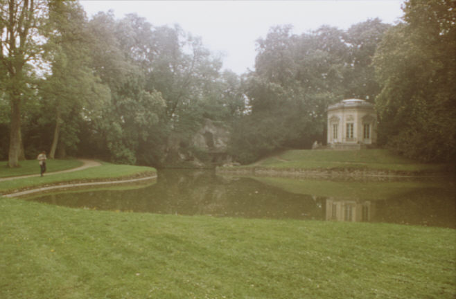 Versailles, France. Spring 1985. Temple and grotto in the park.