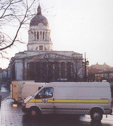 The last of the police presence lingered into the morning (A13)