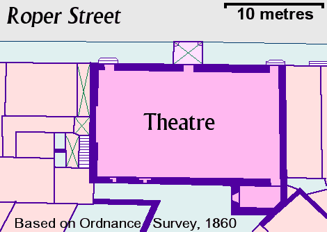 Plan of the Roper Street theatre, Whitehaven, c1860